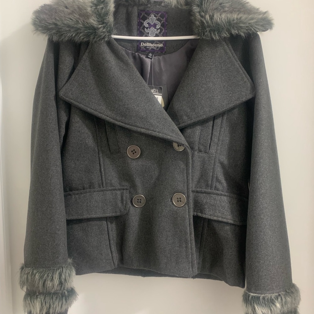 Dollhouse Women's Gray Peacoat